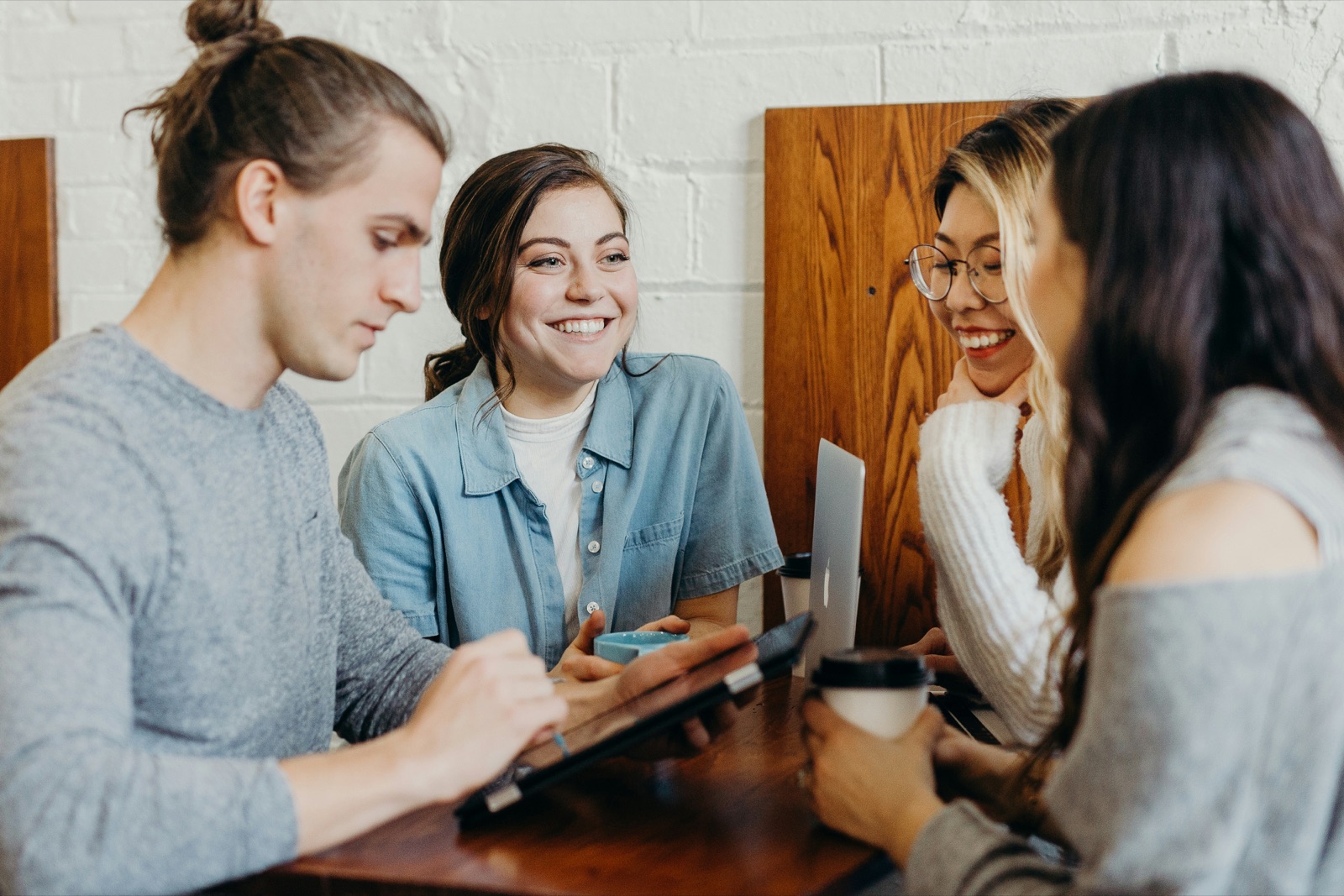 Team discussion around a table