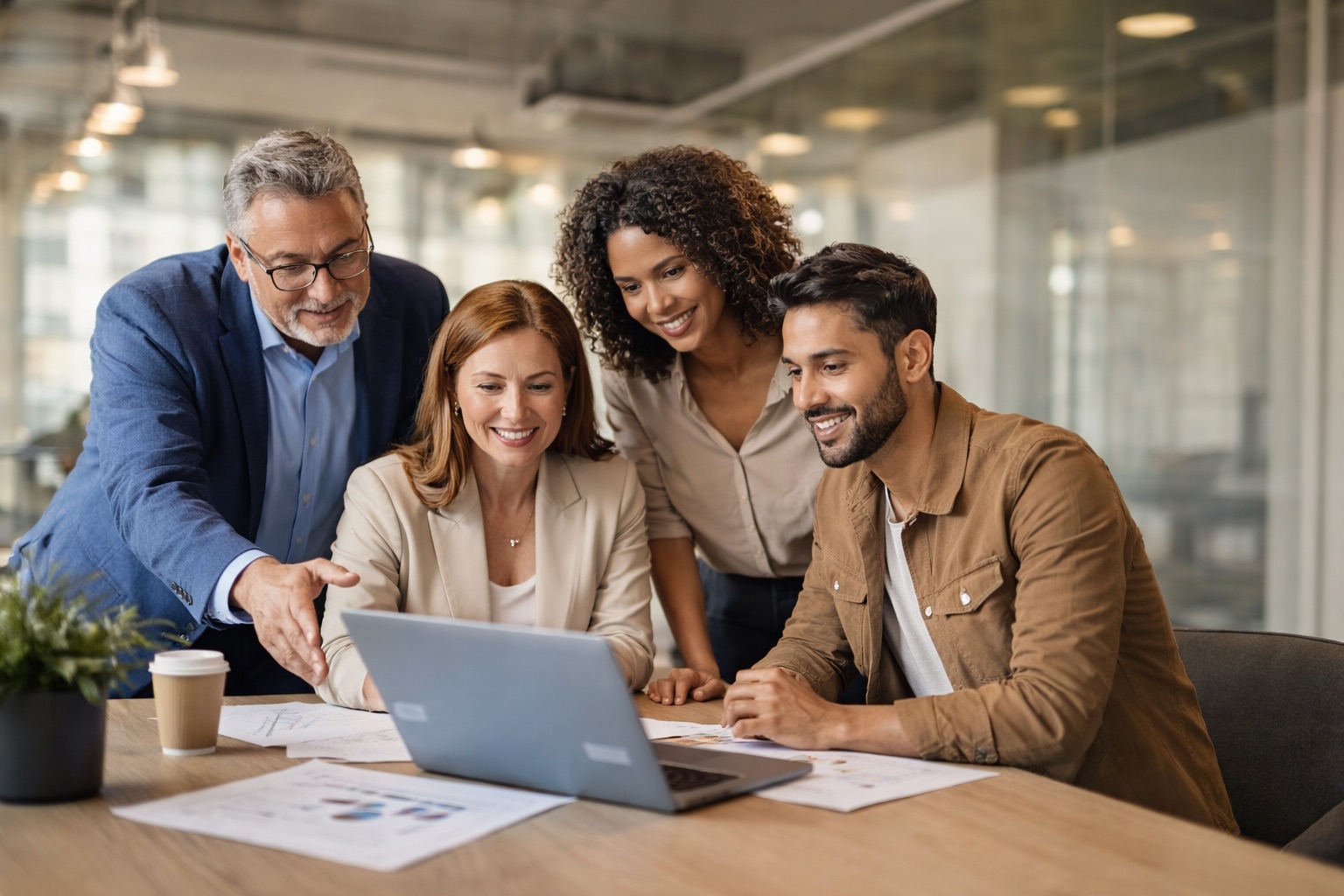 Diverse team collaborating
